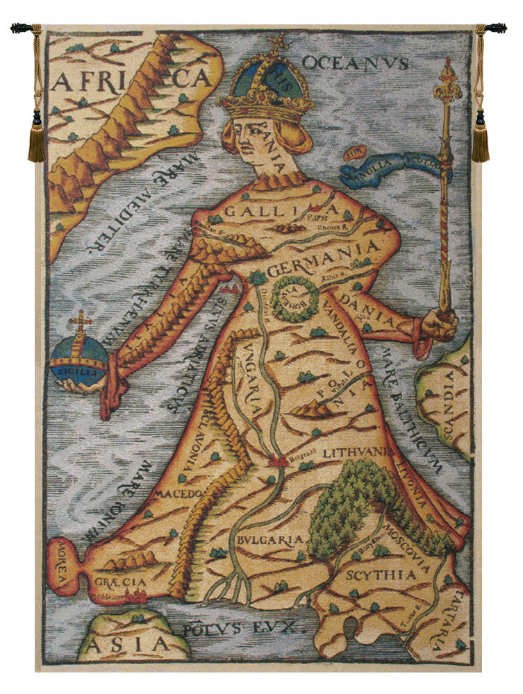 Ptolemaeus Map Belgian Tapestry Wall Art