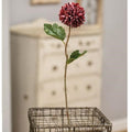 Pompom Flower Stem 14" Red (Pack of 4)