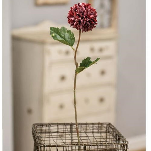 Pompom Flower Stem 14" Red (Pack of 4)