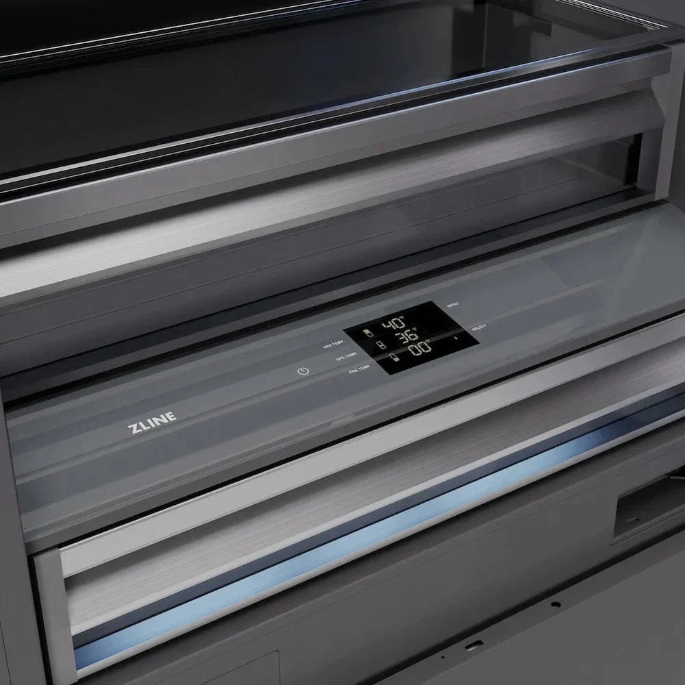 ZLINE 36" Panel Ready Built-In Bottom Freezer Refrigerator,Water Dispenser, Ice Maker,Graphite Gray GRBIT-36
