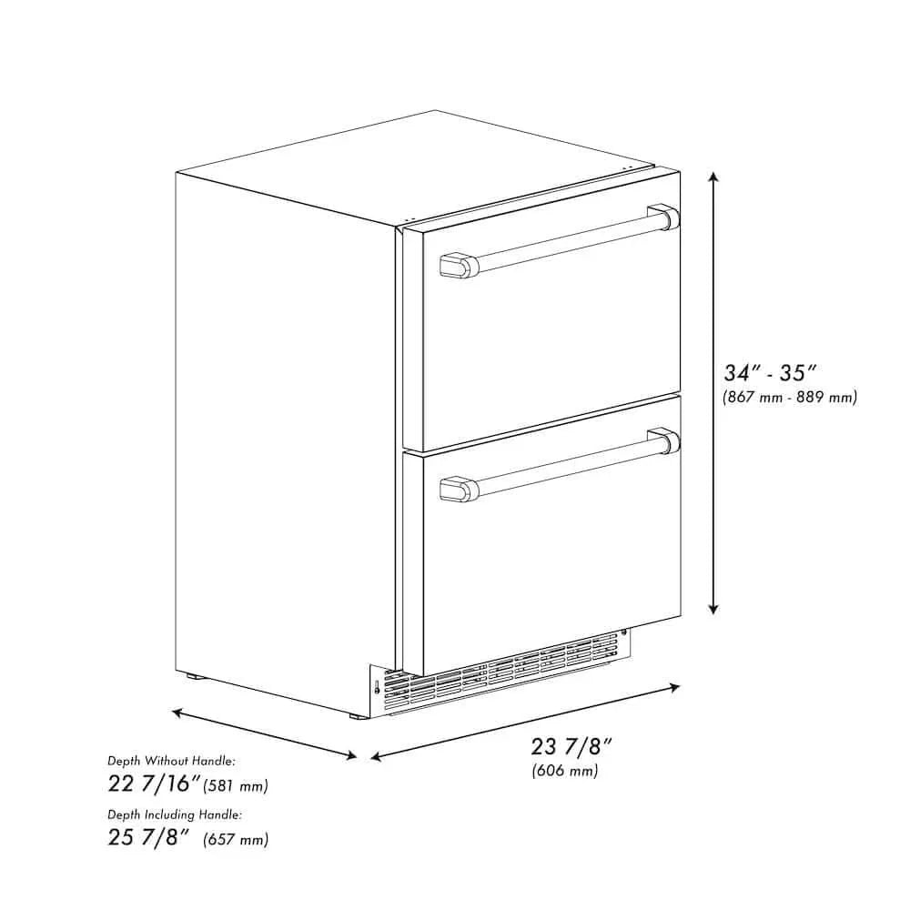 ZLINE 24" Touchstone 168 Can Outdoor-Rated Dual Refrigerator Drawer, Gold, RDSOZ-ST-24-G