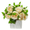 Camellia Artificial Arrangement in Marble Finished Vase