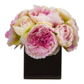 Peony Artificial Arrangement in Black Vase