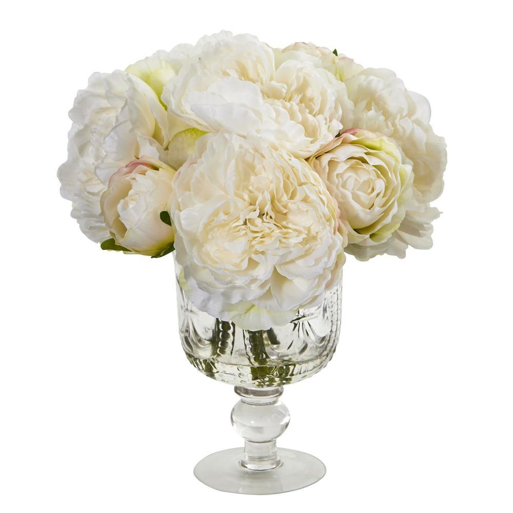 Peony Artificial Arrangement in Royal Glass Urn