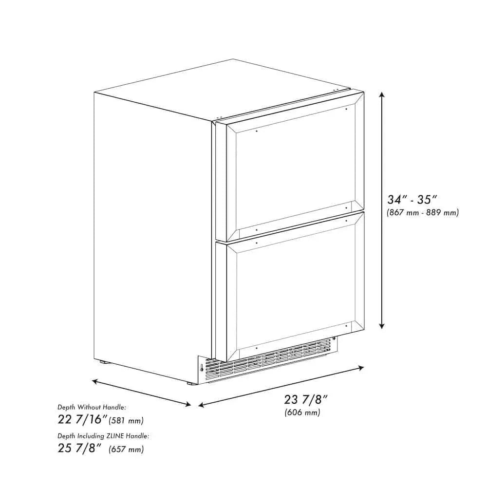 ZLINE 24" Touchstone 168 Can Outdoor-Rated Dual Refrigerator Drawer, Panel Ready Gold, RDSPOZ-24-G