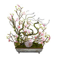 26" Magnolia, Twig and Vine Artificial Arrangement in Decorative Tray