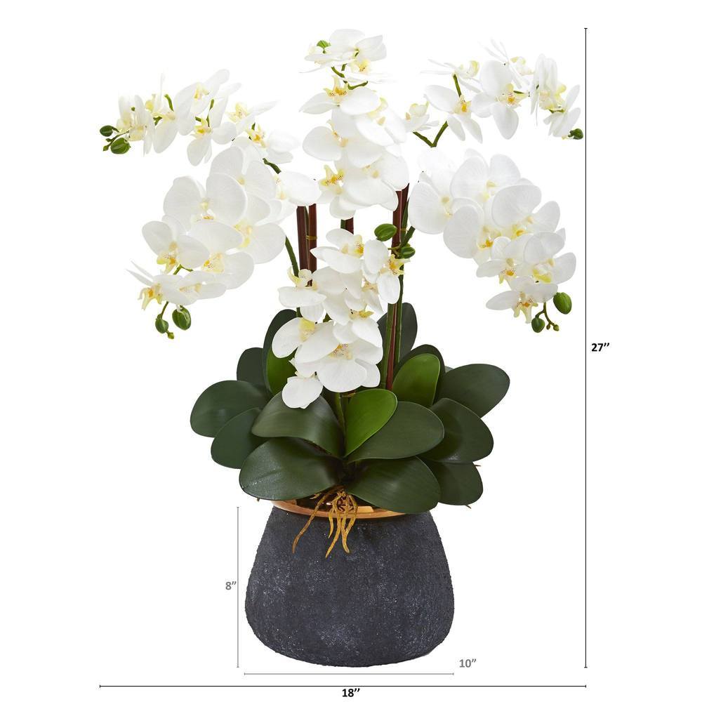 Phalaenopsis Orchid Artificial Arrangement in Stoneware Vase