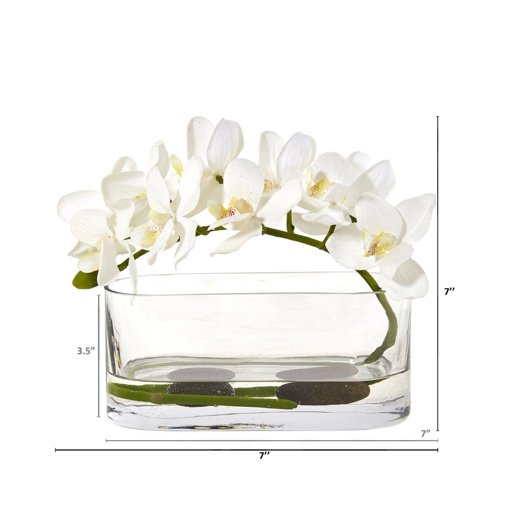 Phalaenopsis Orchid Artificial Arrangement in Glass Vase