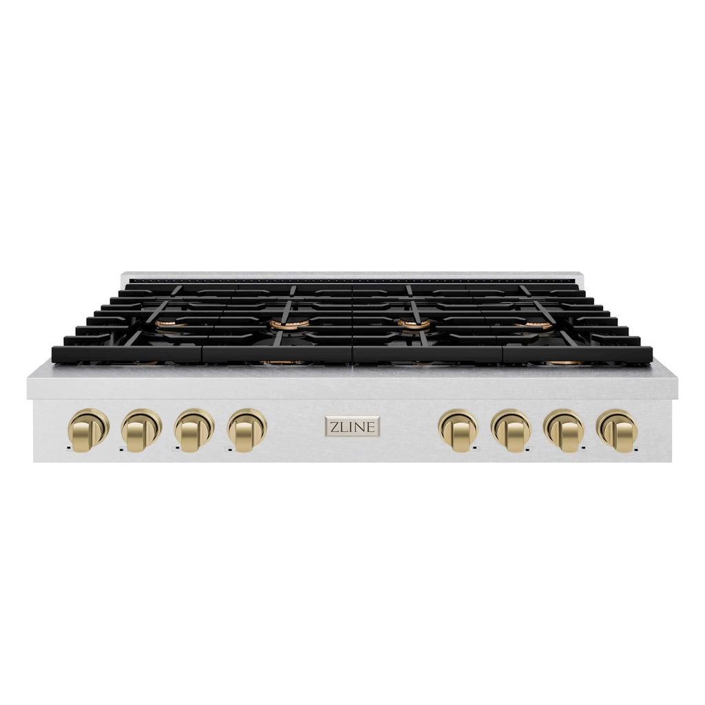 ZLINE 48" Paramount Gas Rangetop DuraSnow® Stainless Steel Champagne Bronze SRTSZ-48-CB