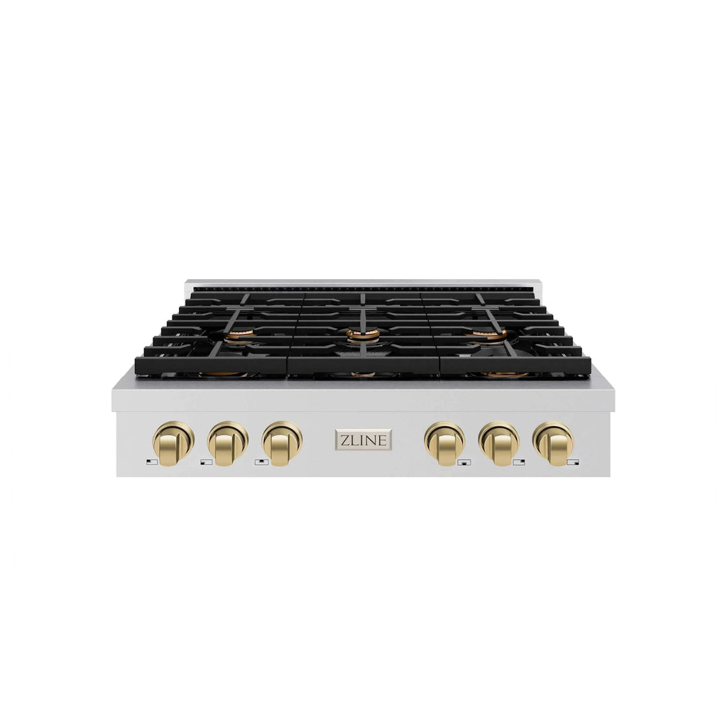 ZLINE 36" Paramount Gas Rangetop Stainless Steel Champagne Bronze SRTZ-36-CB