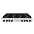 ZLINE 48" Paramount Gas Rangetop DuraSnow® Stainless Steel Matte Black SRTSZ-48-MB