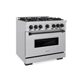 ZLINE 36" Classic Gas Range, Convection Gas Oven Stainless Steel, Matte Black CGRZ-36-MB