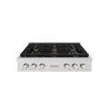 ZLINE 36" Paramount Gas Rangetop DuraSnow® Stainless Steel Brass Burners SRTS-BR-36
