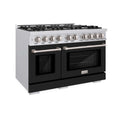 ZLINE 48" Select Gas Range Gas Convection Gas Oven Stainless Steel Black Matte Door HGR-BLM-48