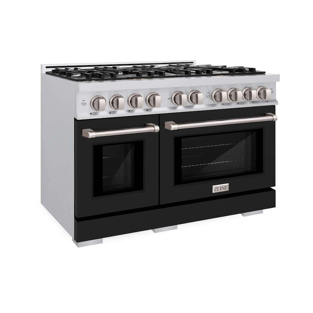 ZLINE 48" Select Gas Range Gas Convection Gas Oven Stainless Steel Black Matte Door HGR-BLM-48