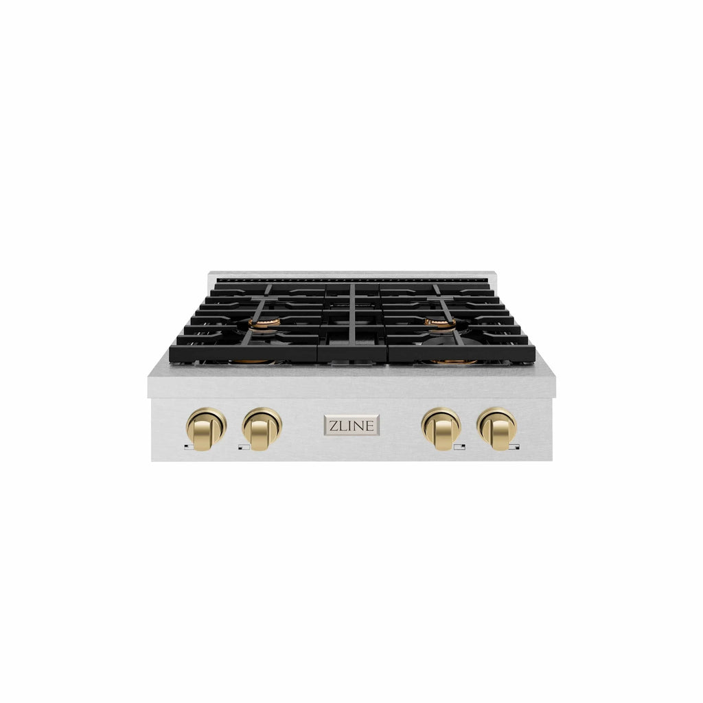 ZLINE 30" Paramount Gas Rangetop DuraSnow® Stainless Steel Champagne Bronze SRTSZ-30-CB