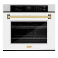 ZLINE 30" Autograph Edition Professional True Convection Single Wall Oven, Air Fry, Self Clean, White Matte, Gold WASZ-WM-30-G