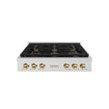 ZLINE 36" Paramount Gas Rangetop DuraSnow® Stainless Steel Polished Gold SRTSZ-36-G