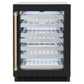 ZLINE 24" Touchstone Dual Zone 44 Bottle Wine Cooler Black Matte Glass Door Champagne Bronze Handle RWDOZ-BLM-24-CB