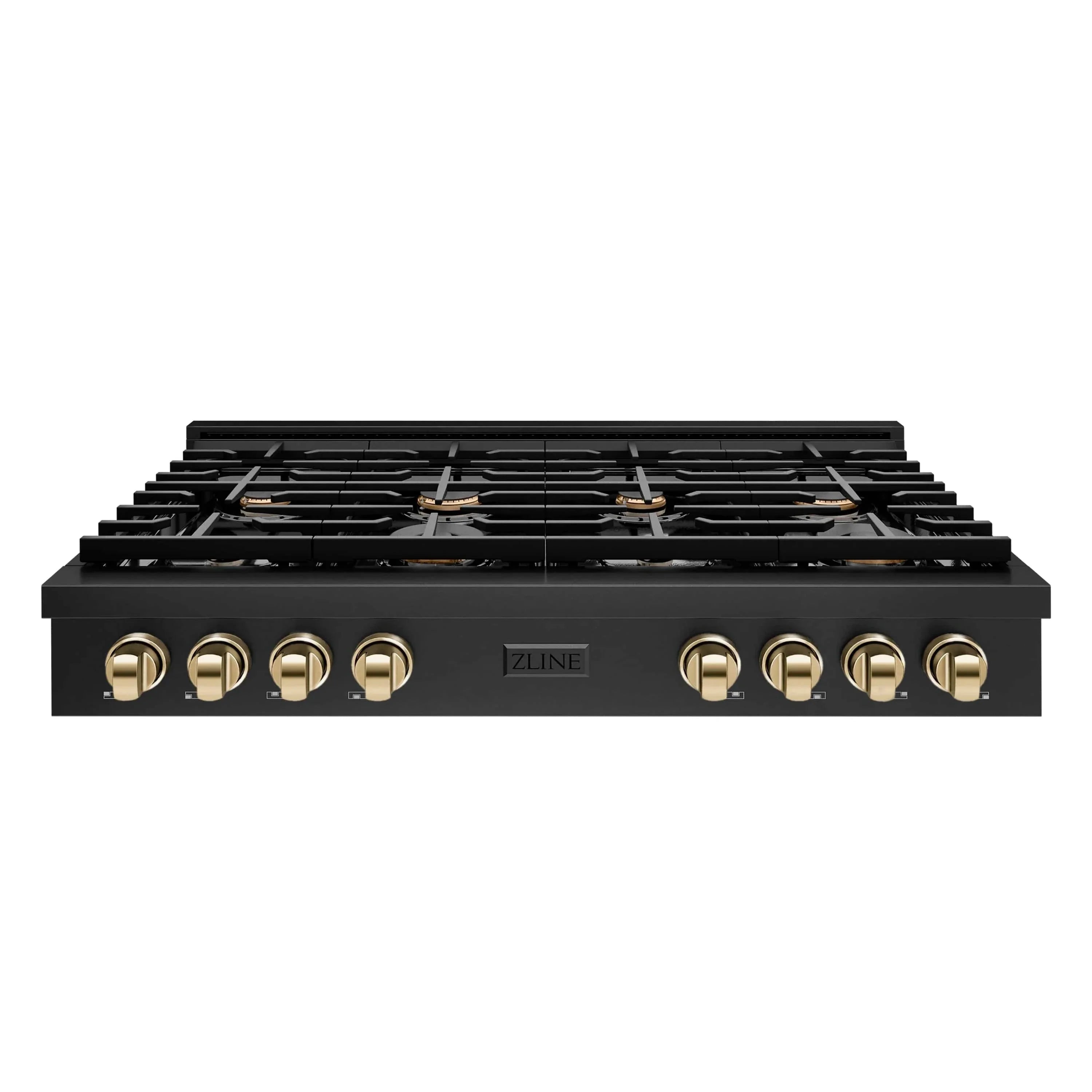 ZLINE 48" Paramount Gas Rangetop Black Stainless Steel Polished Gold SRTBZ-48-G