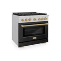ZLINE 36"Gas Range, Convection Gas Oven, DuraSnow® Black Matte, Champagne Bronze SGRSZ-BLM-36-CB