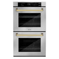 ZLINE 30"Professional True Convection Double Wall Oven, Air Fry, Self Clean, Stainless Steel, Gold WADZ-30-G