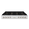 ZLINE 48" Paramount Gas Rangetop DuraSnow® Stainless Steel Brass Burners SRTS-BR-48
