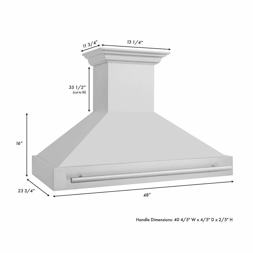 ZLINE 48" Autograph Stainless White Wall Range Hood 8654STX-WM-48