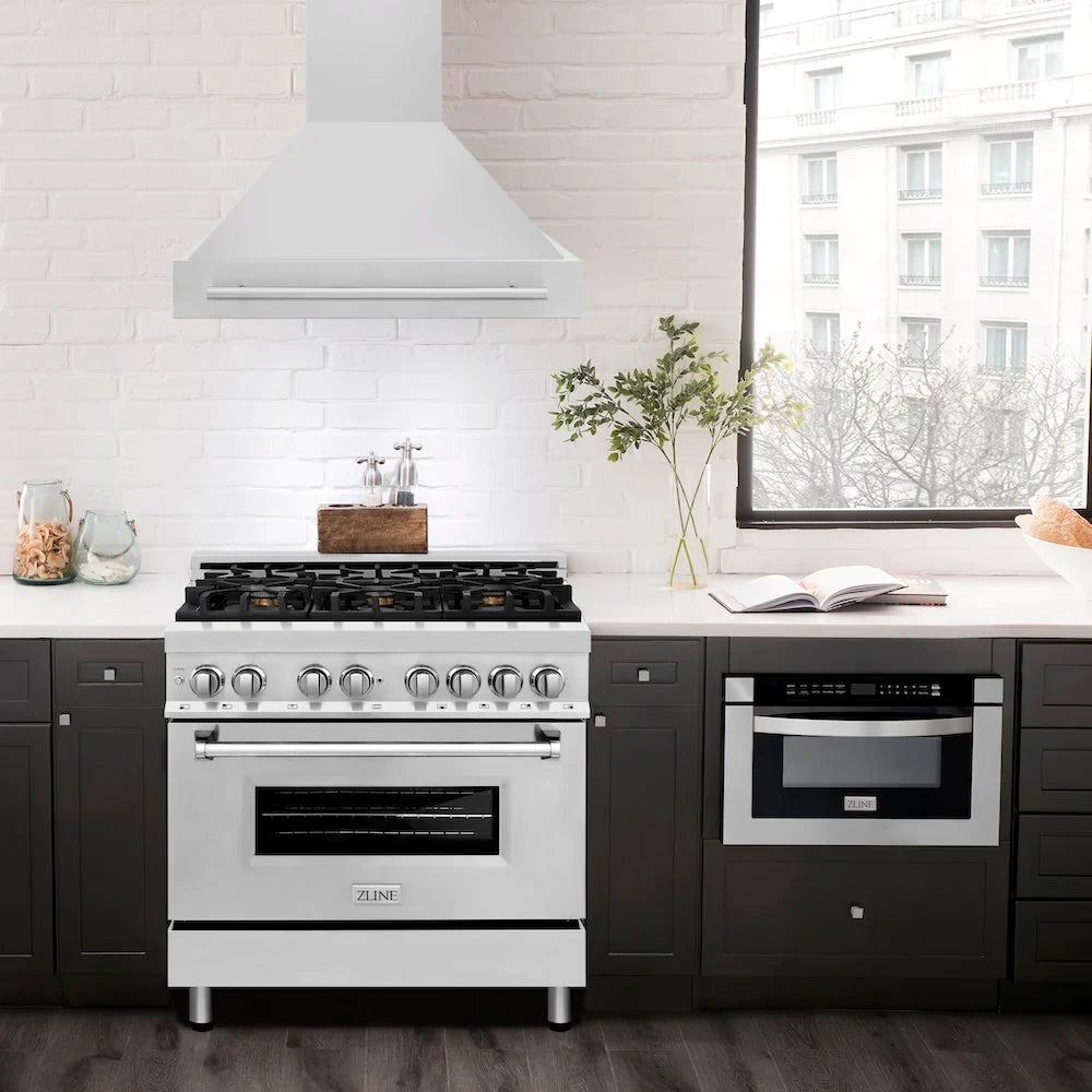 ZLINE 36" Autograph Stainless White Wall Range Hood 8654STX-WM-36