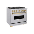 ZLINE 36" Dual Fuel Range, Gas Cooktop, Electric Convection Oven Stainless Steel, Gold CDRZ-36-G