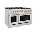 ZLINE 48" Select Dual Fuel Range Gas Cooktop Electric Convection Oven DuraSnow® Stainless Steel Champagne Bronze HDRSZ-48-CB