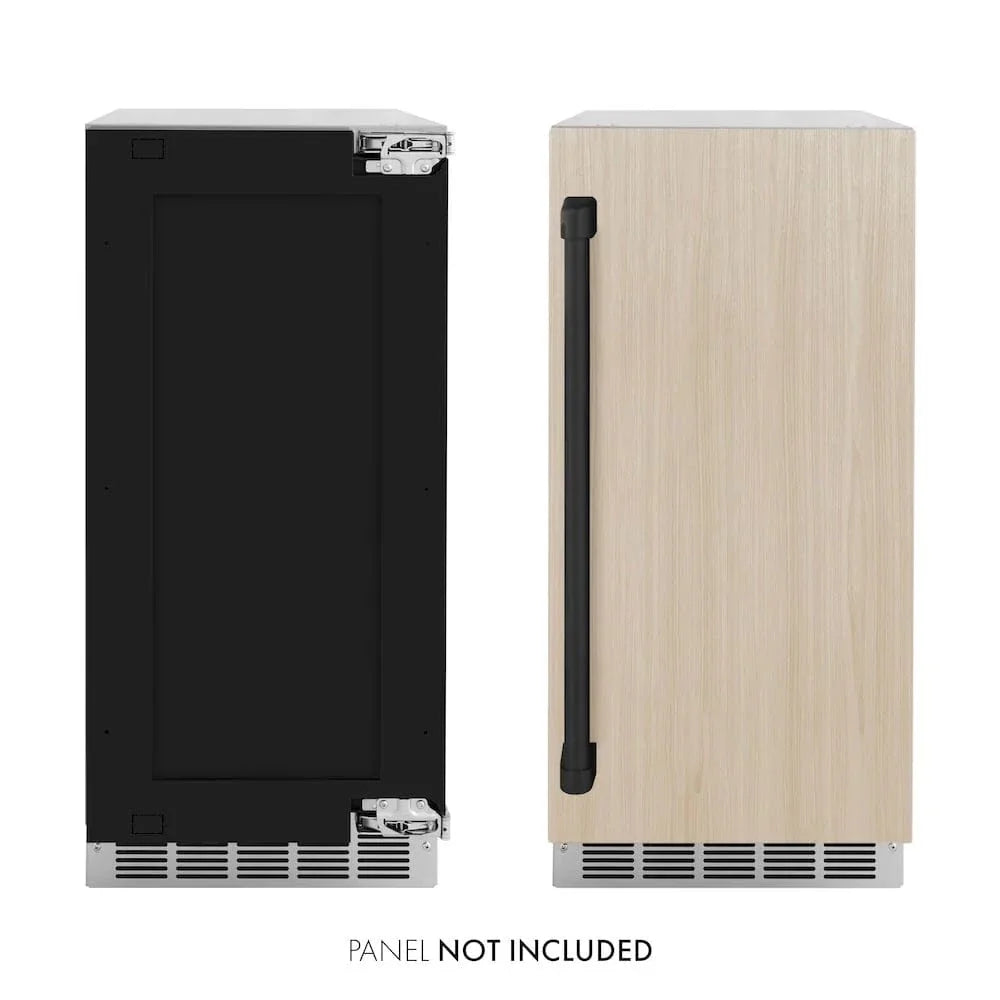ZLINE 15" Touchstone Clear Cube Ice Maker Drain Pump Panel Ready Door Black Matte Door ICCDPZ-15-MB