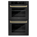 ZLINE 30"Professional True Convection Double Wall Oven, Air Fry, Self Clean Black Stainless Steel, Champagne Bronze WADBZ-30-CB