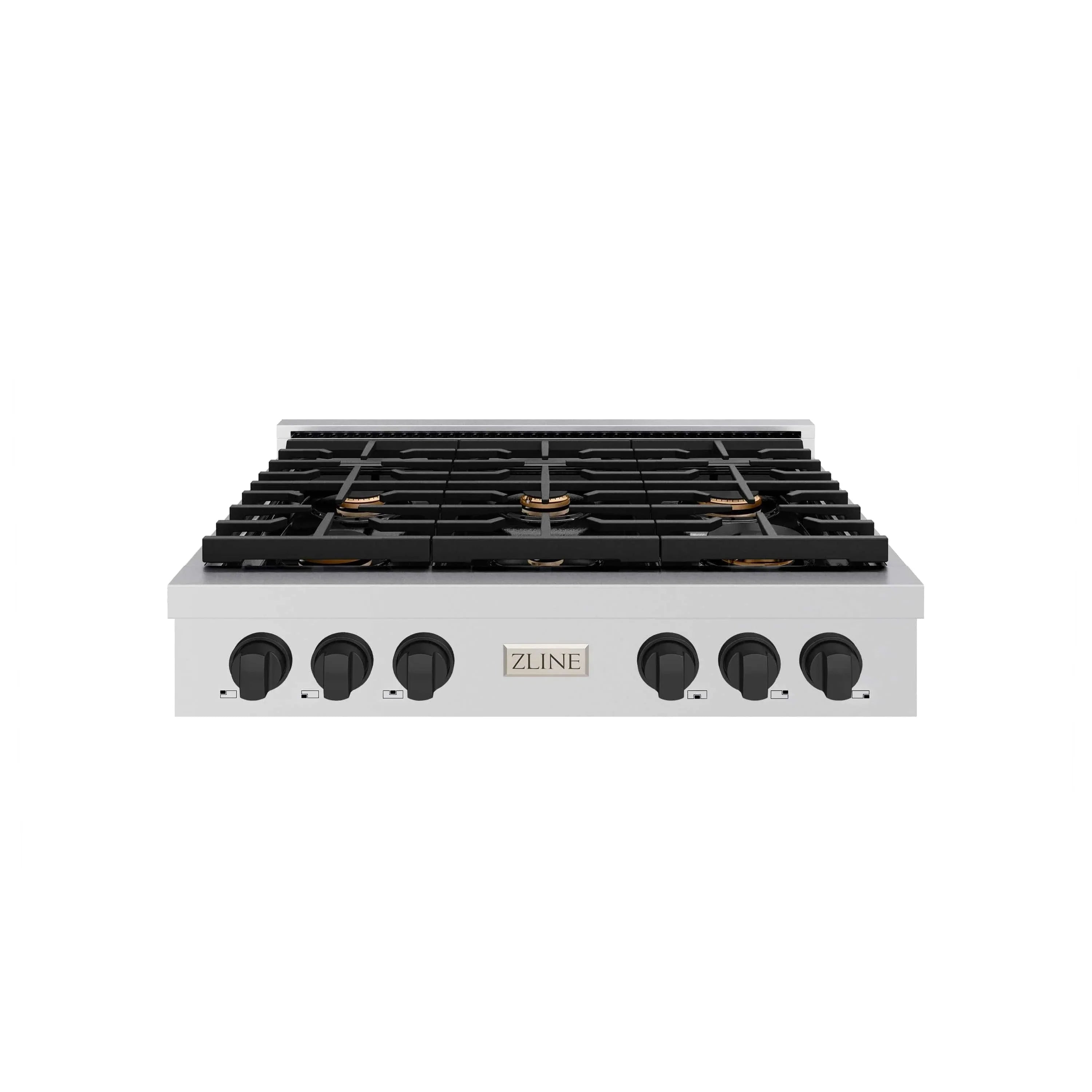 ZLINE 36" Paramount Gas Rangetop Stainless Steel Matte Black SRTZ-36-MB