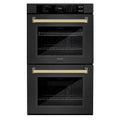 ZLINE 30"Professional True Convection Double Wall Oven, Air Fry, Self Clean Black Stainless Steel, Gold WADBZ-30-G