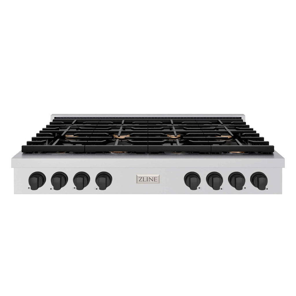 ZLINE 48" Paramount Gas Rangetop Stainless Steel Matte Black SRTZ-48-MB