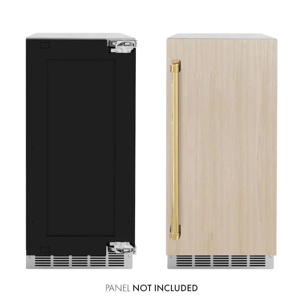 ZLINE 15" Touchstone Gourmet Ice Maker Drain Pump Panel Ready Door Polished Gold IGMDPZ-15-G