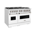ZLINE 48"Classic Gas Range, Convection Gas Oven, DuraSnow® Stainless Steel, White Matte Door CGRS-WM-48