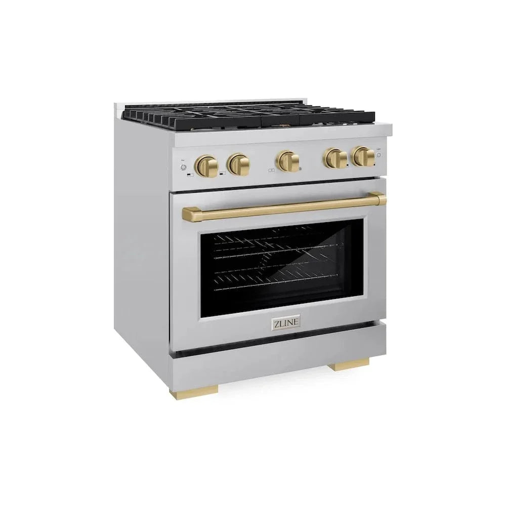 ZLINE 30"Paramount Dual Fuel Range Stainless Steel Champagne Bronze SDRZ-30-CB
