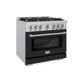 ZLINE 36" Select Gas Range Convection Gas Oven Stainless Steel Black Matte Door HGR-BLM-36