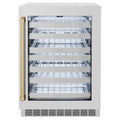ZLINE 24" Touchstone Dual Zone 44 Bottle Wine Cooler DuraSnow® Stainless Steel Glass Door Champagne Bronze Handle RWDOZ-SN-24-CB