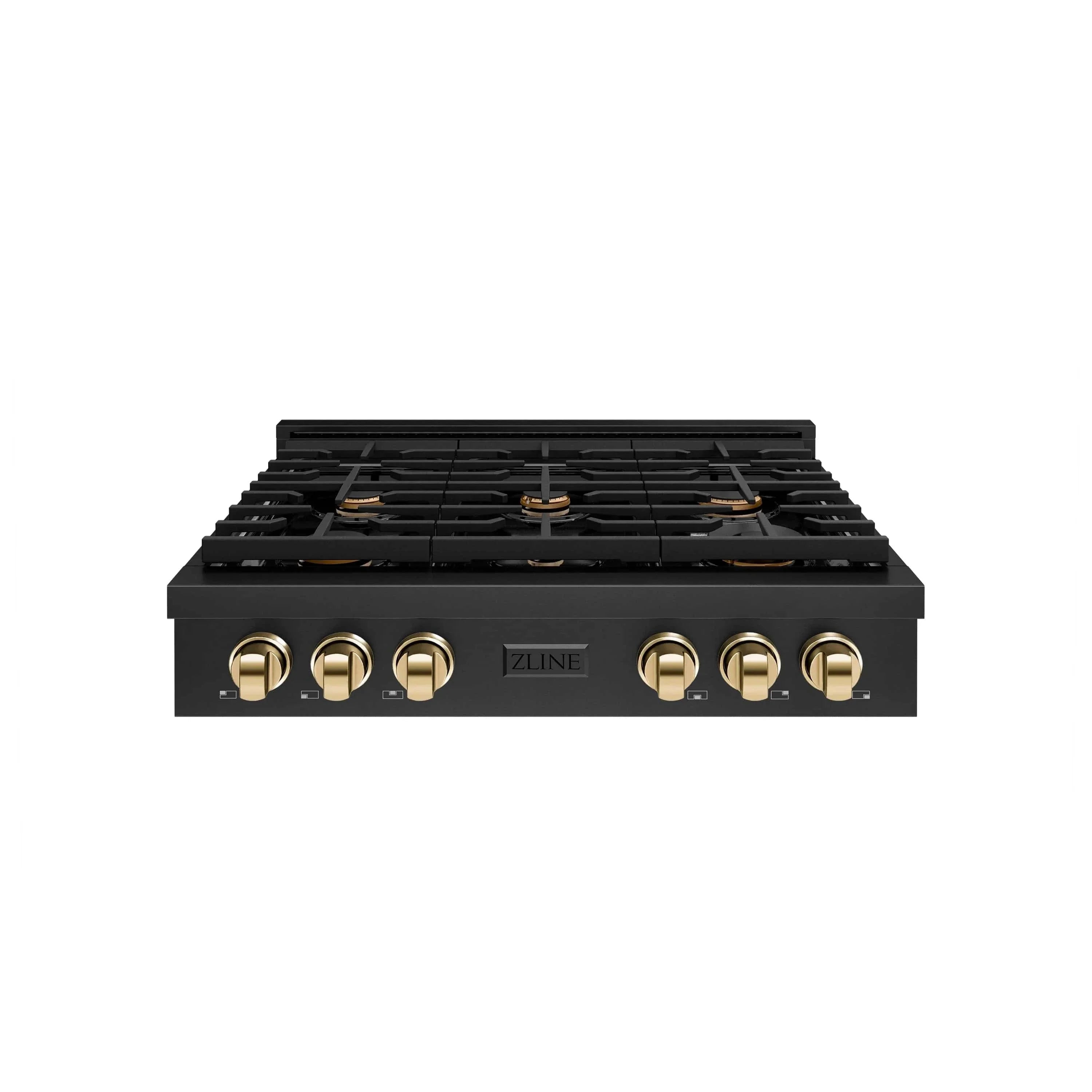 ZLINE 30" Paramount Gas Rangetop Black Stainless Steel Polished Gold SRTBZ-30-G