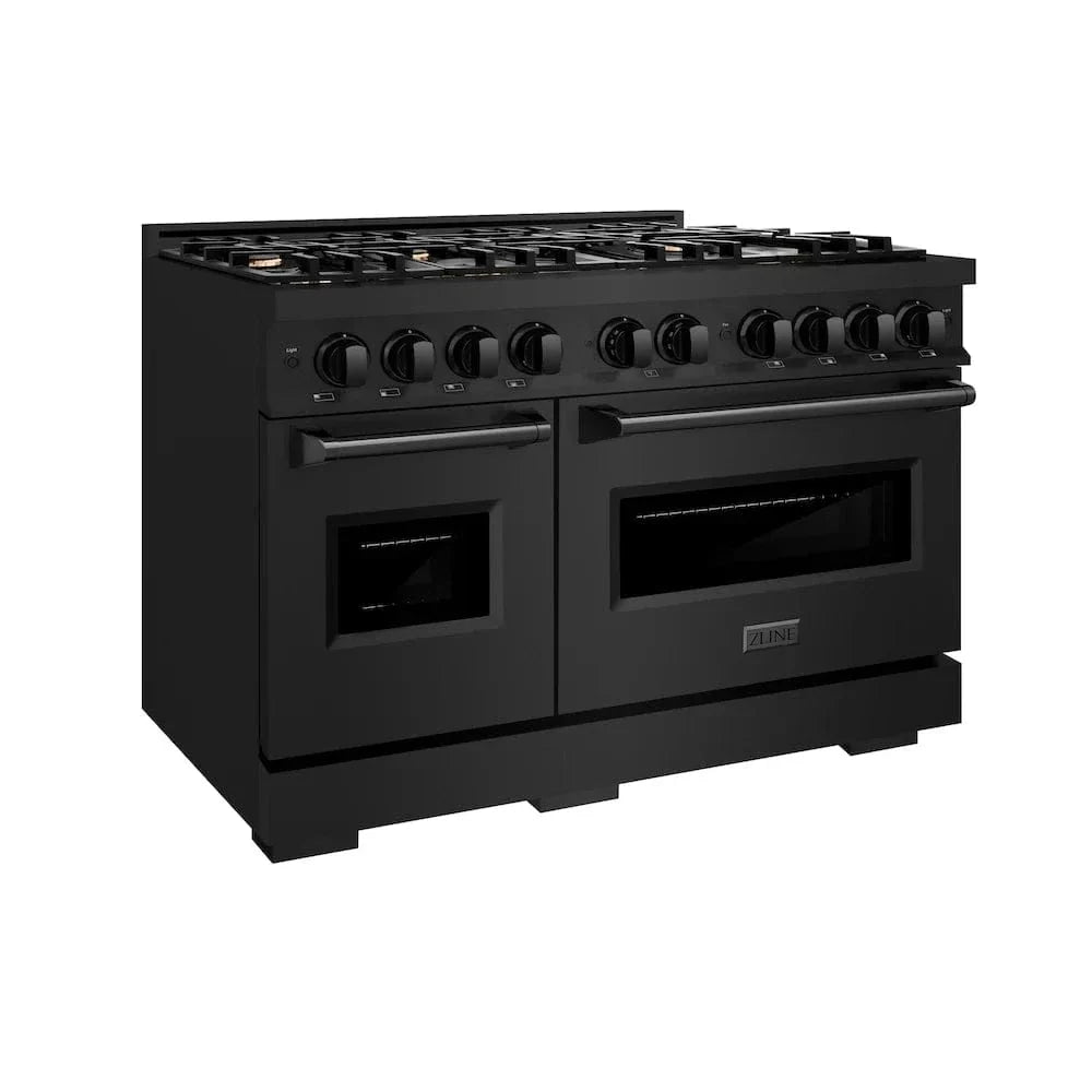 ZLINE 48" Classic Gas Range, Convection Gas Oven Black Stainless Steel Brass Burners, CGRB-BR-48