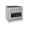 ZLINE 36" Select Dual Fuel Range Gas Cooktop Electric Convection Oven Stainless Steel Brass Burners HDR-BR-36