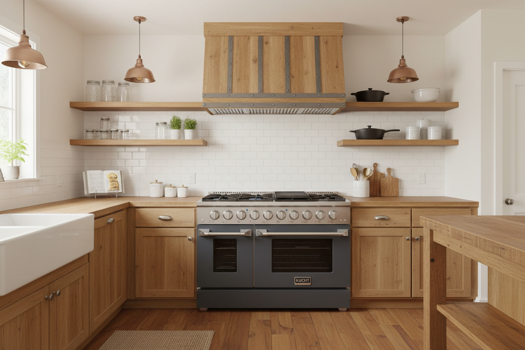 Kucht 48" Gas Range in Stainless Steel with Grey Oven Doors, KNG481-GR