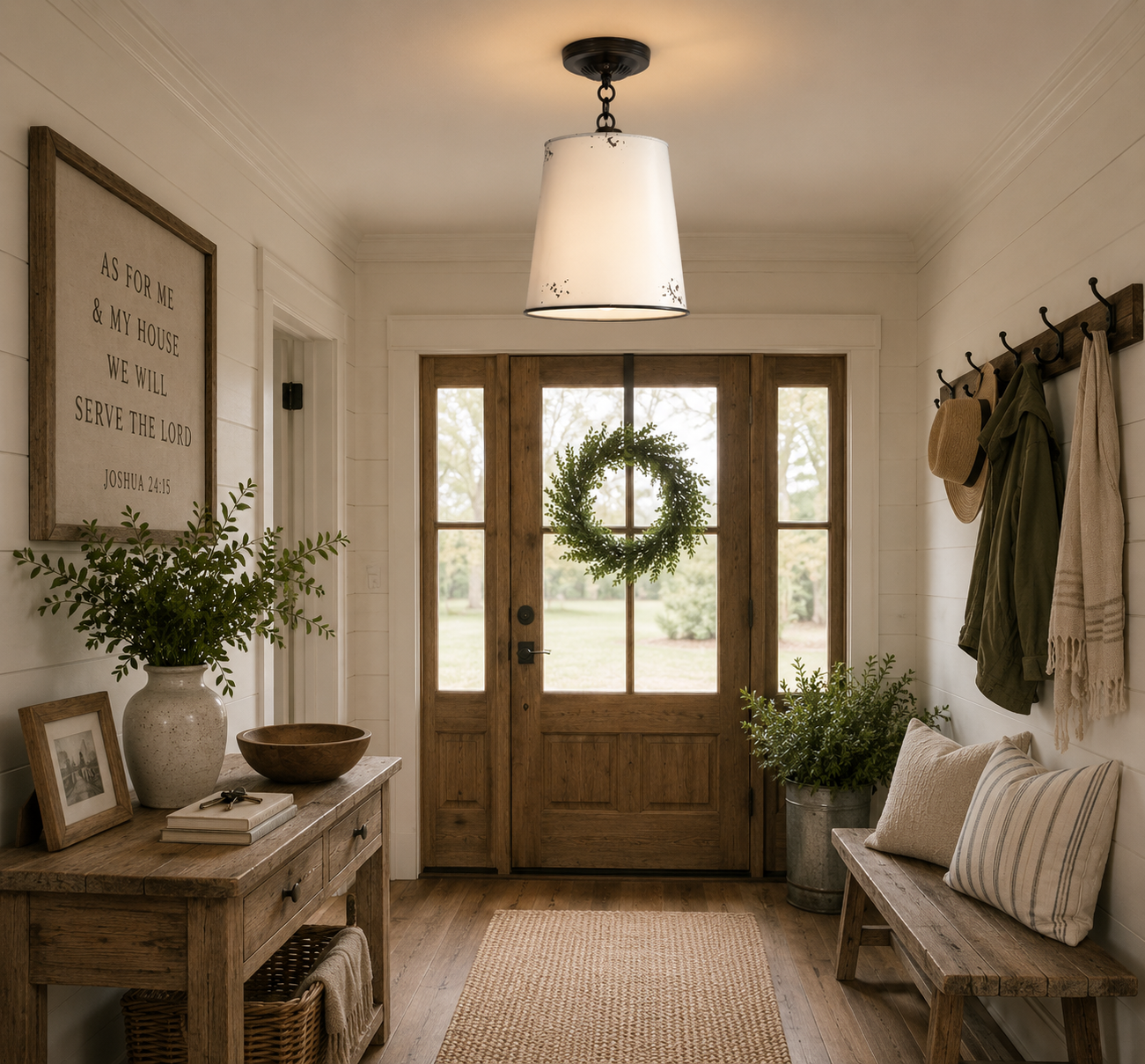 Farmhouse White Barn Metal Distressed Ceiling Light Fixture
