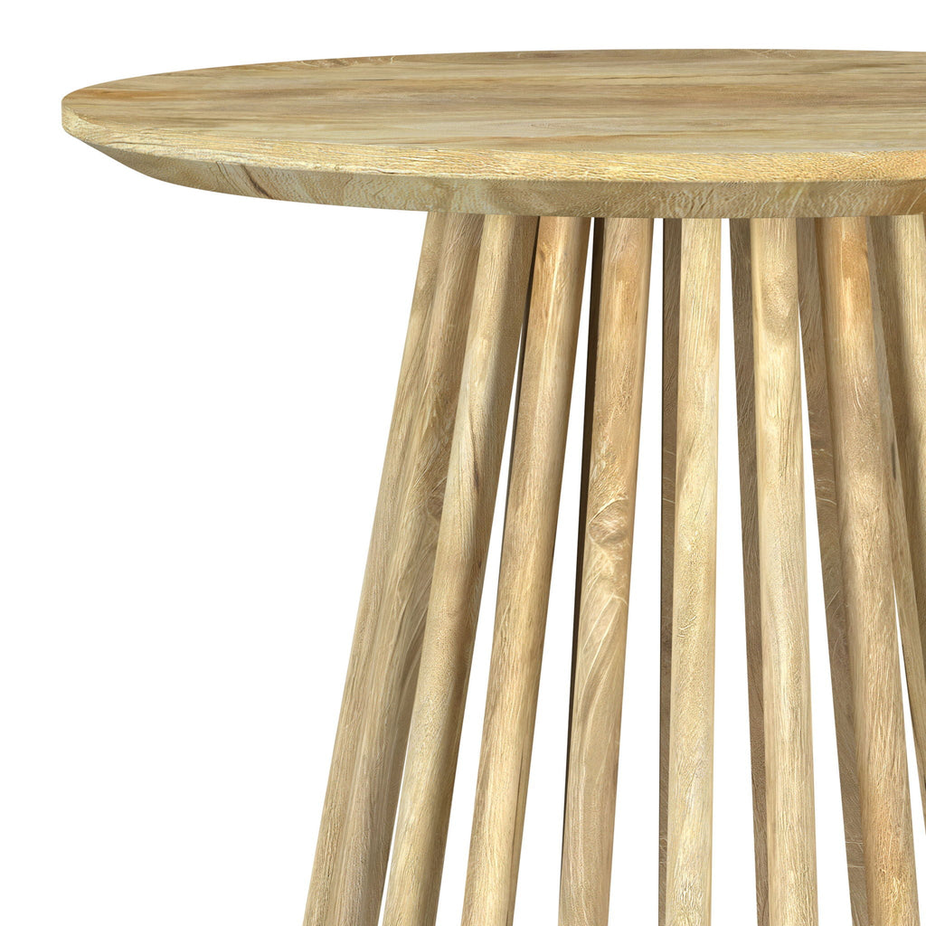 Touhy Round Solid Wood End Side Table Natural Mango