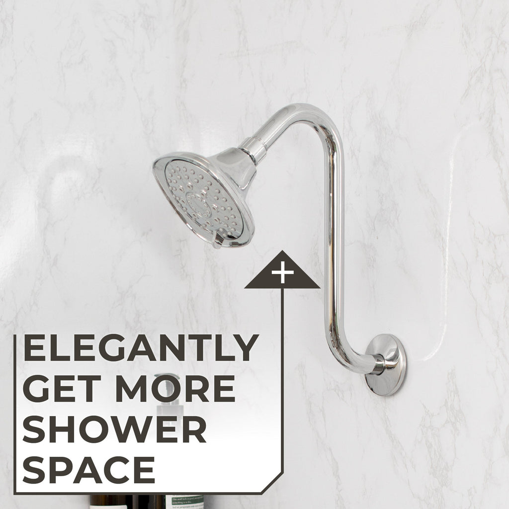 10.5 in. S-Shaped Stainless Steel Shower Head Extension Arm (Chrome Finish)