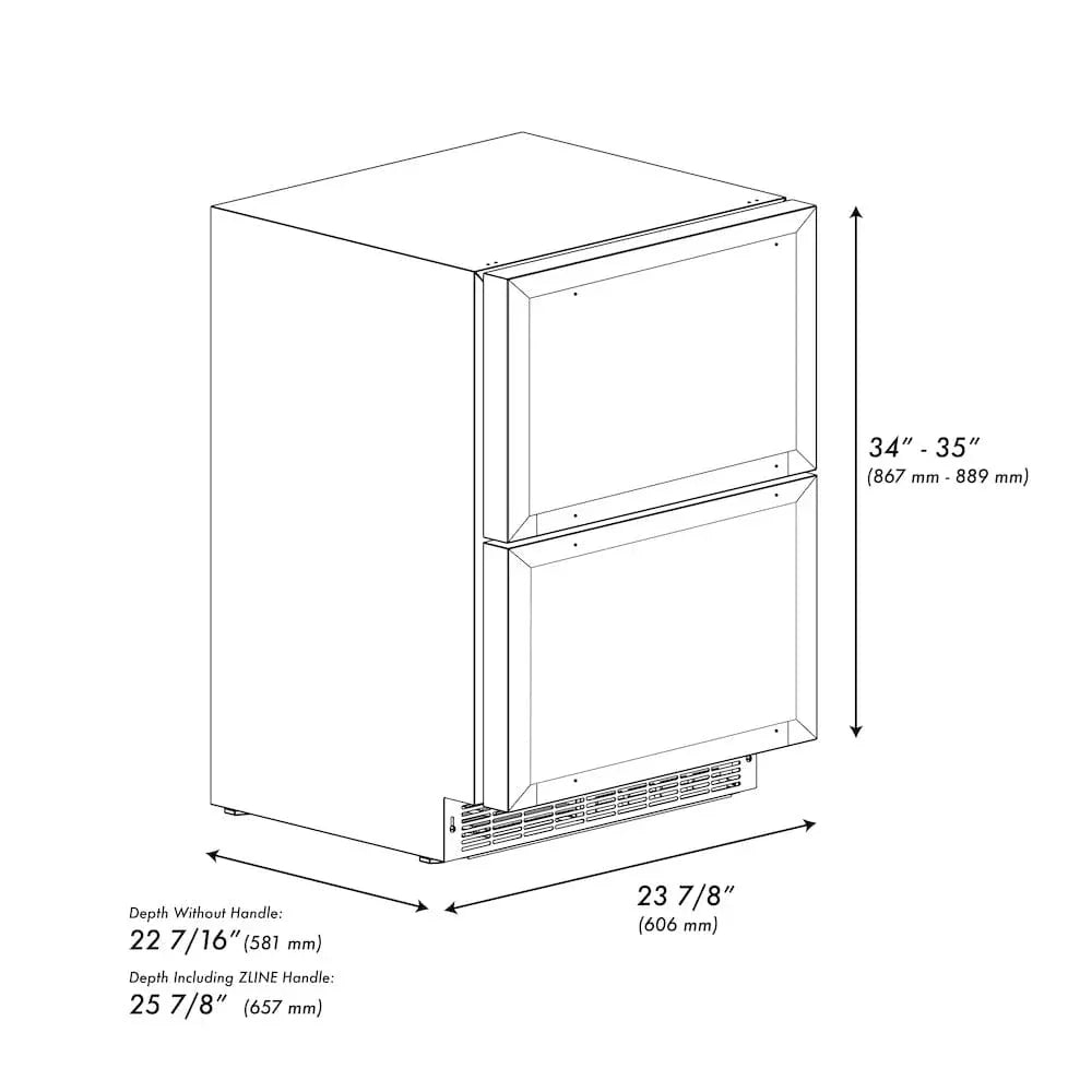 ZLINE 24" Touchstone 168 Can Outdoor-Rated Dual Refrigerator Drawer, Panel Ready, RDSPO-24