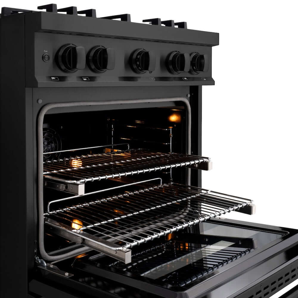 ZLINE 30" Select Dual Fuel Range Gas Cooktop Electric Convection Oven Black Stainless Steel HDRB-30